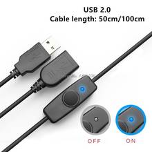 Удлинительный кабель USB, 50/100 см, USB 2,0 A, штекер-гнездо, удлинитель, черный кабель с выключателем, кабель для Raspberry Pi, вентиляторная лампа 2024 - купить недорого