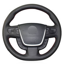Capa para volante de carro, couro sintético, preto, diy, costurada à mão, para peugeot 508 2011-2018 508 sw 2011-2018 2024 - compre barato