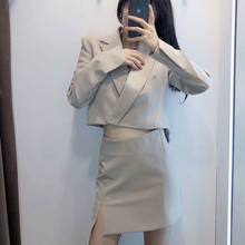 Spring 2021 Women's Top  Short Suit Jacket Solid Color Lapel Concealed Button Long Sleeve Short Blazer Jacket Chaqueta De Traje 2024 - buy cheap