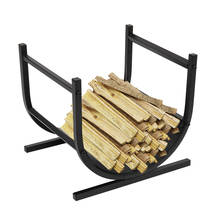 Soporte de chimenea en forma de U para leña, estante de almacenamiento, tubo de acero pesado negro, construcción fácil de limpiar [Stock en EE. UU.] 2024 - compra barato