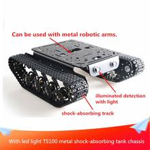 Chassi para tanque robô rc ts100 com luz de led, ferramentas de instalação de motor dc, plataforma de manuseio móvel diy 2024 - compre barato