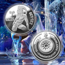 New 3.21-4.20 12 constellations Aries Silver Plated Coin Elizabeth II Commemorative Coins 2024 - buy cheap