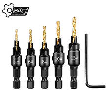 5pcs Countersink Drill Woodworking Drill Bit Set Drilling Pilot Holes For Screw Sizes #5 #6 #8 #10 #12 2024 - buy cheap