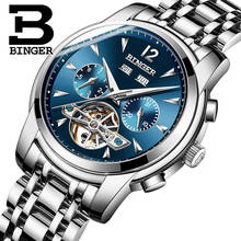 Switzerland BINGER Original Mens Skeleton Automatic Wristwatch Business Mechanical Movement Stainless Steel Case Sapphire Clock 2024 - buy cheap