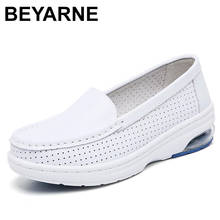 Beyne mocassins femininos de plataforma, outono, almofada de ar, loafer, couro genuíno, confortável, mocassim macio, slip oncasual 2024 - compre barato