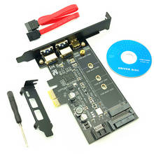 Adaptador PCIe Dual USB3.0 1 Tipo de porta-c M.2 M2 Chave B para PCI-e SSD SATA 3.0 Controlador de Conversor cartão Para 2280 2260 2242 2230 NGFF 2024 - compre barato