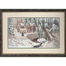 Amishop Top Quality Beautiful Counted Cross Stitch Kit Stroll In Winter Lace Snow Walk Walking House Home Bridge Tree Dim 35111 2024 - buy cheap