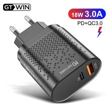 Зарядное устройство GTWIN USB 18 Вт PD3.0 QC3.0, быстрая зарядка 3,0, адаптер быстрой зарядки для iPhone, Samsung, Xiaomi, Huawei 2024 - купить недорого