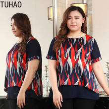 TUHAO Plus Size 10XL 8XL 6XL Blouse Women Casual Loose Tops SHORT Sleeve Stripe Print Blouse Tops Camisa Feminina blouses top 2024 - buy cheap