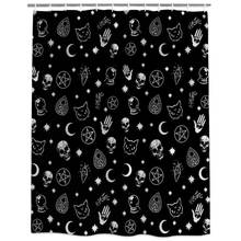 Halloween Black Witch Skull  Shower Curtain Skull Head And Cat Bath Curtain Waterproof Curtains  Polyester Bathroom Decor 2024 - buy cheap