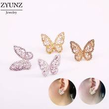 4 Pairs, Crystal Zircon Earring , Women's Fashion CZ Butterfly Stud Earrings For Gift 2024 - buy cheap