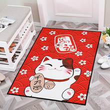 Alfombra de estilo japonés con diseño de gato de La Fortuna, tapete Rectangular suave antideslizante para el hogar, dormitorio y sala de estar 2024 - compra barato