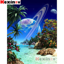 Kexinzu 5D полная DIY квадратная/круглая Алмазная картина "Планета пляж" 3D вышивка крестиком Мозаика Алмазная картина подарок # K00445 2024 - купить недорого
