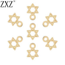 Zxz pingentes e berloques da estrela de davi, 50 peças, tom de ouro, para pulseira e colar, diy, fabricação de joias, 12x8mm 2024 - compre barato