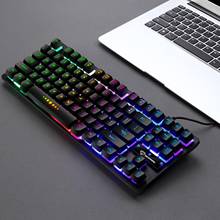 Клавиатура игровая механическая, 87 клавиш, цветная подсветка 2024 - купить недорого