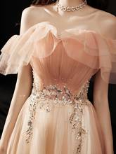 Vestido de noite estilo celebridade, rosa champanhe, com pregas e babados, para festa de casamento, convidados, baile 2024 - compre barato