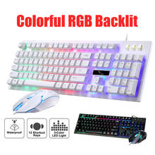 Проводная клавиатура и мышь Combo RGB подсветка игры, USB Проводная геймерская клавиатура для ПК, набор мышей, черный/белый 2024 - купить недорого