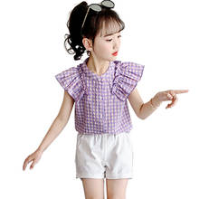 Children Clothes Plaid Vest + Short Girls Clothing 2021 Kids Clothes Girls Summer Tracksuits For Children 6 8 10 12 14 2024 - buy cheap