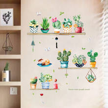 Adesivo de parede 3d plantas e flores para sala, decoração vívida para jardim, sala de estar, quarto, mural de arte, decalque para quarto de crianças 2024 - compre barato