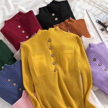2020 New Fashion Button Turtleneck Sweater Women Soft Knitted Ladies Sweater Winter Tops Pullover Womens Sweaters Jumpers Ladies 2024 - buy cheap