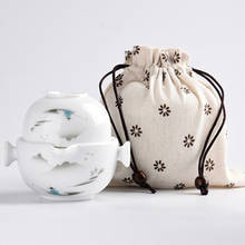 Conjunto de chá de cerâmica portátil inclui 1 copo, 1 bule e 1 copo, elegante de alta qualidade, guardanapo bonito e fácil de chá kung fu 2024 - compre barato