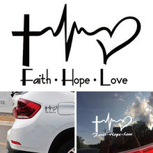 Faith Hope Love-pegatina de vinilo para coche, toon, Jesús, religioso, versículo de la Biblia, para decoración del cuerpo de la ventana, KK15 * 10cm 2024 - compra barato