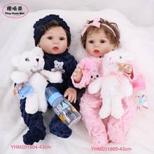 Boneca bebês reborn, de silicone, 43cm, 17 polegadas, brinquedo de banho, bebês gêmeos, recém-nascidos, princesa, bonecas reborn 2024 - compre barato