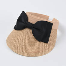 High Quality Summer Bowknot Fine Raffia Straw Hat For Women Spring Sweet Girl Sunscreen Sun Hat High Ponytail Sun Visor Chapeau 2024 - buy cheap