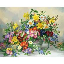 GATYZTORY-Kit de pintura por números de flores amarillas para adultos, arte pintado a mano para decoración del hogar, sala de estar, regalo 2024 - compra barato