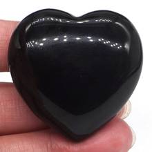 1.5" Puffy Love Heart Assorted Natural Black Obsidian Crystal Hand Carving Stone Reiki Healing Energy Chakra Gift 2024 - buy cheap