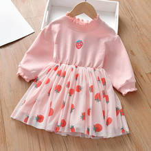 Vestido de morangos para meninas, vestidos bonitos de morangos para primavera para bebês crianças pequenas princesas meninas vestido de festa com babados para meninas roupas infantis 2021 2024 - compre barato