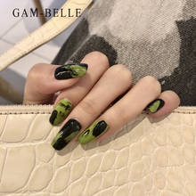 Grânulos de unhas falsas na cor preta e verde, pontas de unhas artificiais que brilham nas unhas, ferramenta de manicure com cola 2024 - compre barato