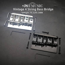 Vintage 4 cordas baixo ponte comprimento 79.5x49.5mm baixo fixo ponte sela carga superior preto/cromo 2024 - compre barato