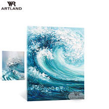 Beautiful seascape blue big waves picture for wall decoration Hand drawn abstract oil painting on canvas art poster for room 2024 - buy cheap