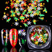 1 коробка, рождественские Блестки для ногтей, блестки, блестки, снежинка, шестигранные хромированные блестки, пудра с голографическим эффектом, пигмент для дизайна ногтей, маникюрный наконечник, LASD01-06 2024 - купить недорого