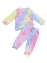 0-4Years Kids Baby Girl Tie Dye Pajama Sets Fall Winter Cotton Sleepwear Long-sleeved Pullover Top+Elastic Waist Long Pants 2Pcs 2024 - buy cheap