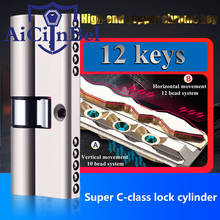 Cilindro anti-roubo para porta, chave super c classe 12, fechadura de porta universal, revestido de cobre, cromado, cilindros personalizados, chave de cobre 2024 - compre barato