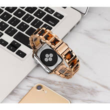 Pulseira de resina e aço inoxidável para apple watch 6, pulseira para iwatch de 44mm, 40mm, 42mm, 38mm, pulseira para apple watch 6/5/4/3/2, 44mm 2024 - compre barato