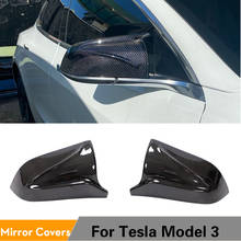 Carbon Fiber Car Rear View Mirror Covers Caps for Tesla Model 3 2017 - 2020 Side Mirror Caps Covers Shell ABS Gloss Black 2024 - buy cheap