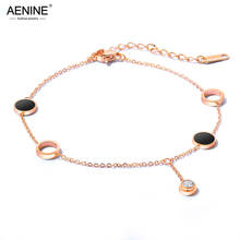 AENINE clásico tobillera de mujer joyería de acero inoxidable pulsera de tobillera Rosa caparazón de color dorado joyas con cadena para pies para las mujeres AA19005 2024 - compra barato