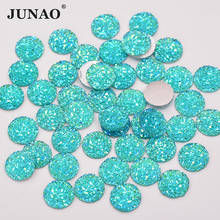 JUNAO 12mm Aquam Blue AB Crystal Rhinestones Round Resin Strass Stickers Flat Back Crystal Stones Scrapbook Beads for Decoration 2024 - buy cheap