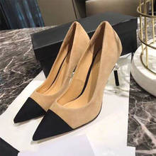 2021 Spring Women Pointed Toe Pumps Ladies Fashion 8.5cm High Thin Heels Casual Pumps Shoes Genuine Leather Designer Brand Shoes 2024 - buy cheap