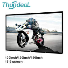 ThundeaL проектор, экран 100 120 150 дюймов, холст, анти-crease, БЕЛЫЙ Проекционный экран, складной 16:9 светодиодный DLP портативный занавес 2024 - купить недорого