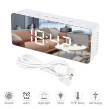 LED Alarm Clock Mirror Digital Snooze Table Clock Wake Up Light Electronic Large Display Time Temperature Home Decoration Clock 2024 - buy cheap