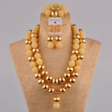 beige simulated pearl gold african jewelry set 24 inches necklace FZZ40 2024 - buy cheap