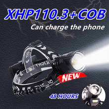 Super xhp110 poderoso led farol recarregável 18650 cabeça usb lanterna tocha xhp90 cabeça de pesca lâmpada trabalho luz 2024 - compre barato
