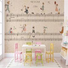 Milofi papel de parede 3d personalizado, mural pintado à mão música de desenhos animados fundo parede para decoração infantil papel de parede 2024 - compre barato