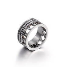 Anéis de aço inoxidável dourados e de casamento, para mulheres, boêmia, anillos mulher, strass, algarismos romanos, joia, bague 2024 - compre barato
