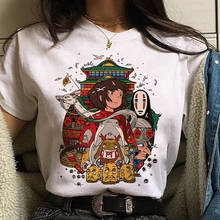 Hayao Miyazaki Spirited Away Studio Ghibli Print T-shirt Women Harajuku Aesthetic Cartoon Tshirt Kawaii White Top Female T Shirt 2024 - compre barato