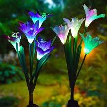Lâmpada led de luz solar para decoração, lírio de flores, gramado, ar livre, à prova d'água, jardim, corredor, natal, lâmpada fluorescente 2024 - compre barato